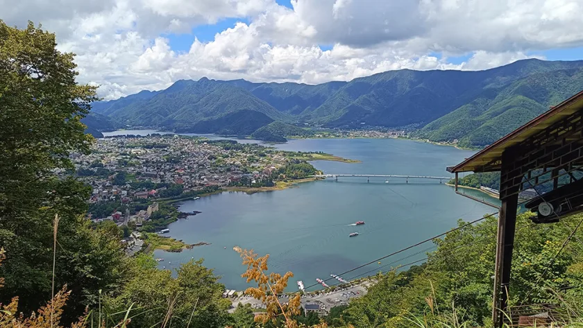 Lago Kawaguchiko desde la estación Fujimidai del teleférico